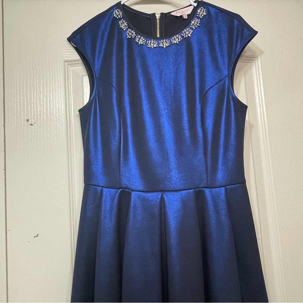 Ted baker sleeveless dress royal blue metallic size 3